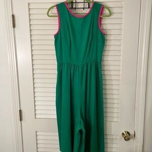 VINTAGE Alfred Shaheen - The Master Printer Palazzo Emerald Green Jumpsuit